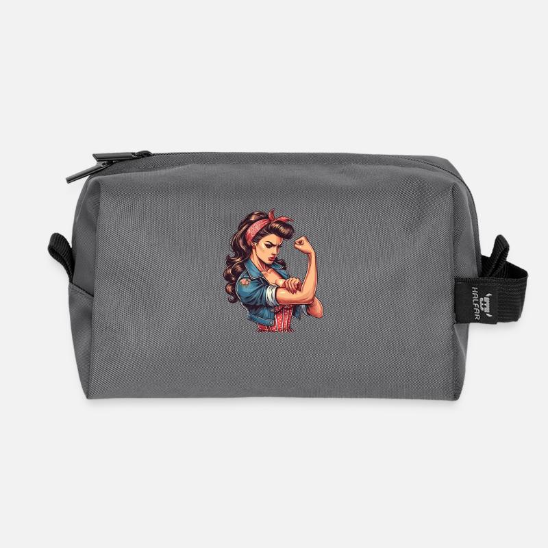 Starke Selbstbewusste Frau Rockabilly Geschenk - Recycelte Kulturtasche - Anthrazit