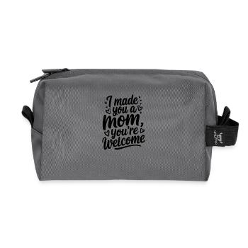 J’ai fait de toi une maman, tu es la bienvenue - Trousse de toilette en tissu recyclé - anthracite - Devant