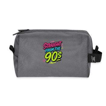 Straight from the 90s – Neon Graffiti Style Throwb - Recycled Toiletry Zip Bag - anthracite - Front