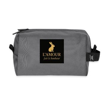L’amour fait le bonheur - Trousse de toilette en tissu recyclé - anthracite - Devant