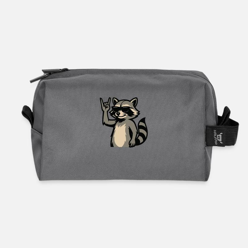 Cooler Waschbär mit Sonnenbrille. - Recycelte Kulturtasche - Anthrazit