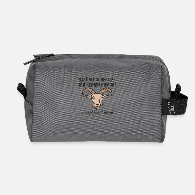 Steinbock Humor - Kein Humor Sternzeichen - Recycelte Kulturtasche - Anthrazit
