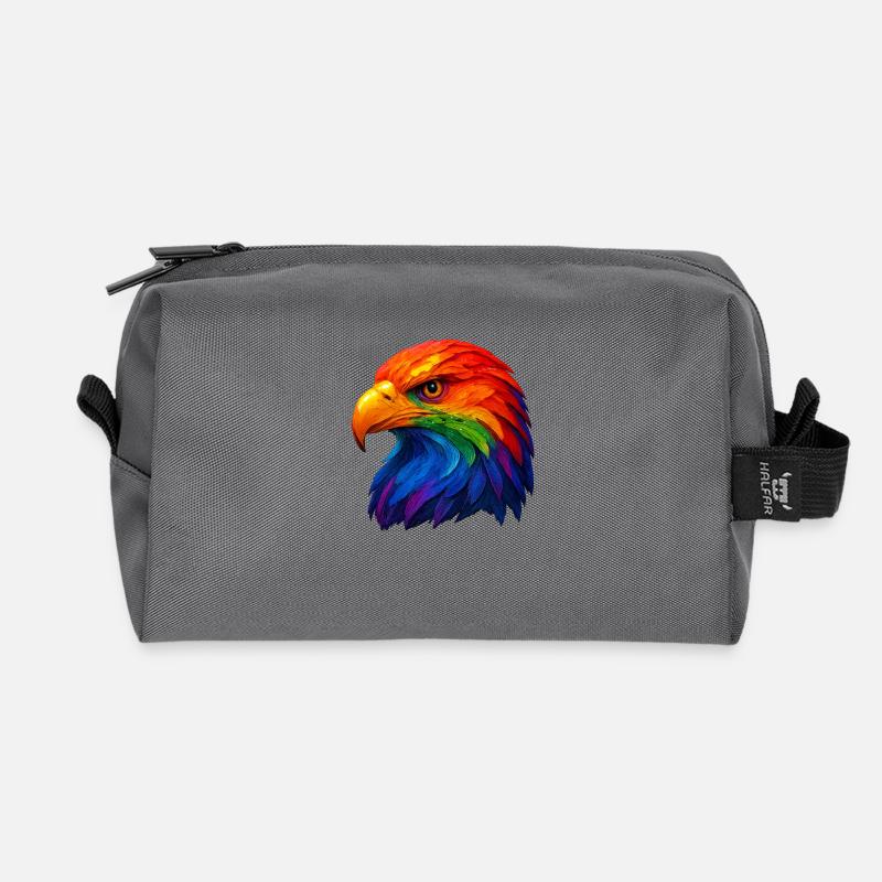 Color Feather White-tailed Eagle Head - Recycled Toiletry Zip Bag - anthracite