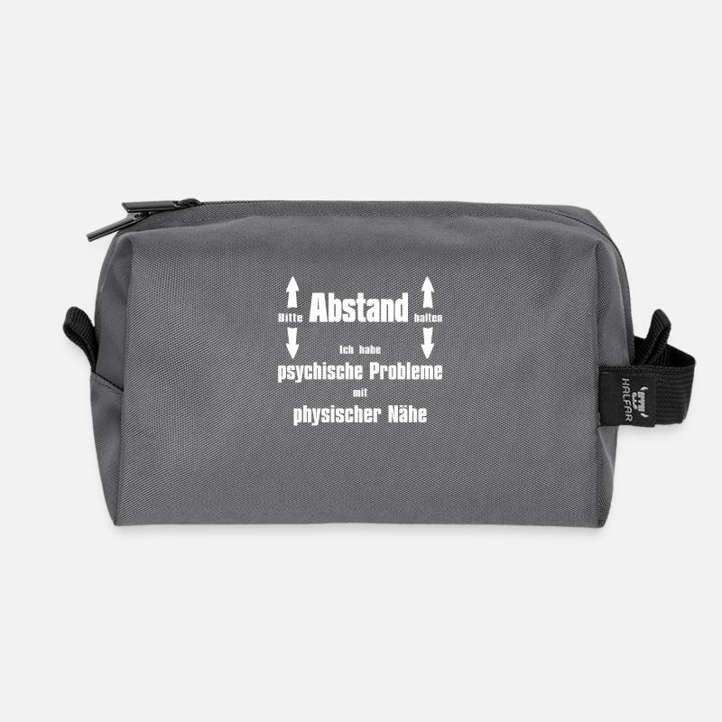 Bitte Abstand halten - Recycelte Kulturtasche - Anthrazit