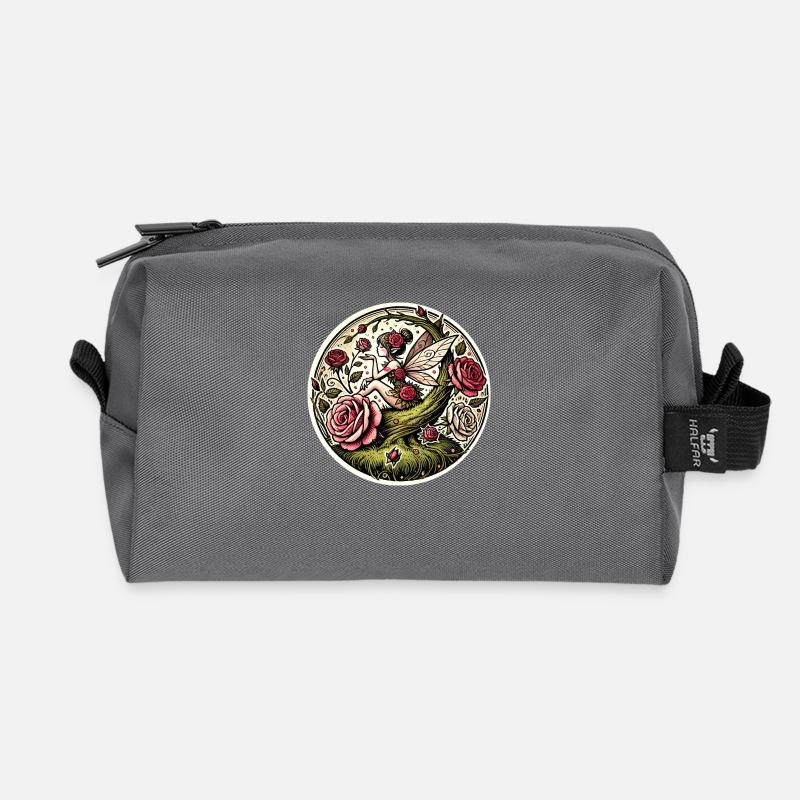 Vintage Rose Fee - Recycelte Kulturtasche - Anthrazit