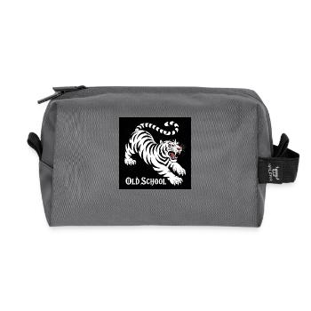 White Tiger Old School - Recycled Toiletry Zip Bag - anthracite - Front