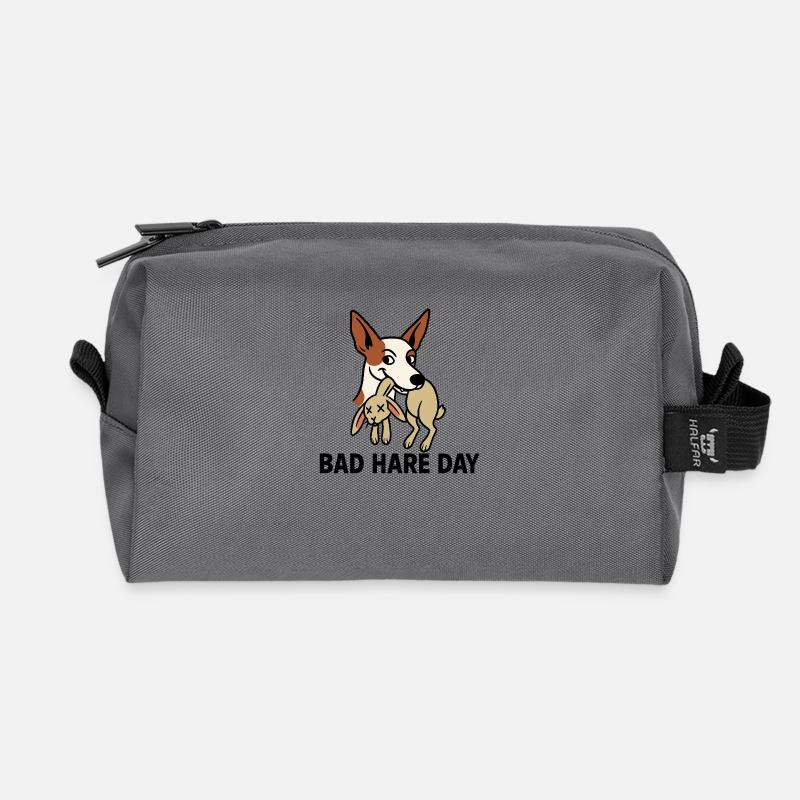 Bad Hare Day mit Podenco - Recycelte Kulturtasche - Anthrazit