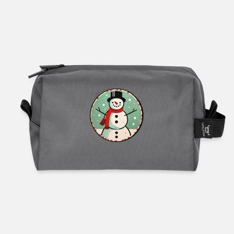 Snowman Classic Winter Fun Design - Recycled Toiletry Zip Bag - anthracite