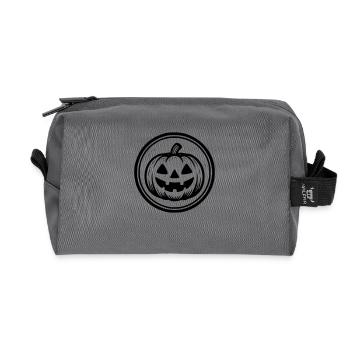 Halloween-Kürbis - Recycelte Kulturtasche - Anthrazit - Vorne
