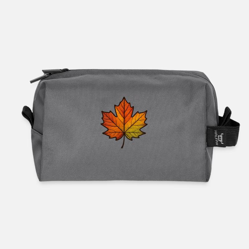 Leaf Autumn Maple Leaf - Recycled Toiletry Zip Bag - anthracite