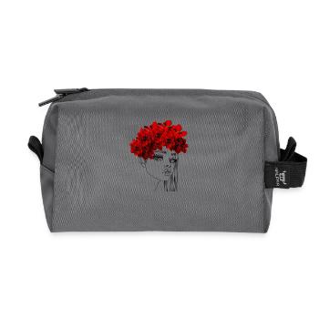 Eleganter roter Rosenkranz - Recycelte Kulturtasche - Anthrazit - Vorne