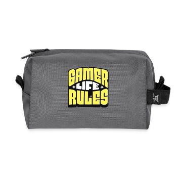 Gamer Life – Rules of a Real Gamer - Recycled Toiletry Zip Bag - anthracite - Front