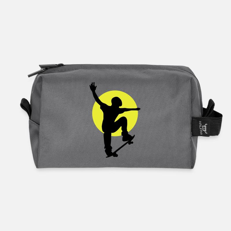Skateboarder Sonne - Recycelte Kulturtasche - Anthrazit