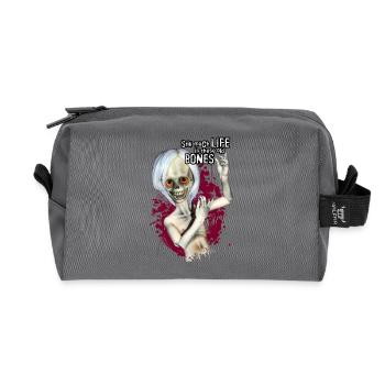 Morty, der fröhliche Knochenmann - Recycelte Kulturtasche - Anthrazit - Vorne
