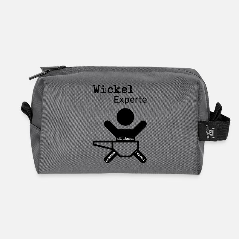 Wickel Experte - Baby - Geburt - Eltern - Recycelte Kulturtasche - Anthrazit
