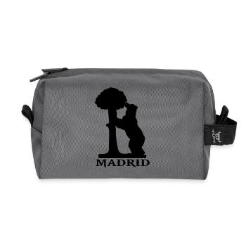 dessin silhouette ours et l'arbousier madrid Spain - Trousse de toilette en tissu recyclé - anthracite - Devant