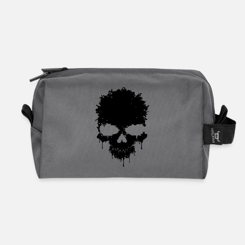 Schädel-Grunge - Recycelte Kulturtasche - Anthrazit