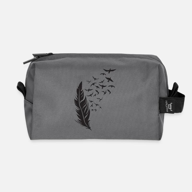 Federflug Silhouette mit Vogelzug - Recycelte Kulturtasche - Anthrazit