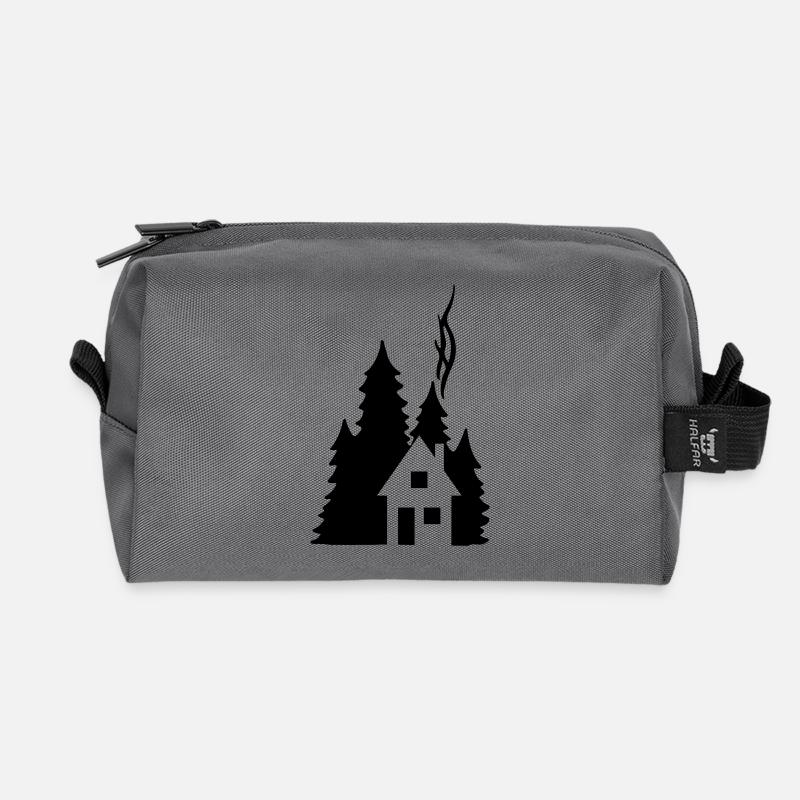Waldhaus Tannen Silhouette - Cozy Nature Design - Recycelte Kulturtasche - Anthrazit