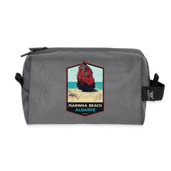 Badge retro, Algarve Portugal, plage été soleil - Trousse de toilette en tissu recyclé - anthracite - Devant