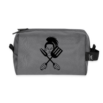 Japanese samurai cook - Recycled Toiletry Zip Bag - anthracite - Front