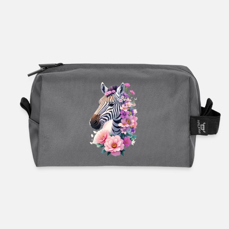 Zebra - Recycelte Kulturtasche - Anthrazit