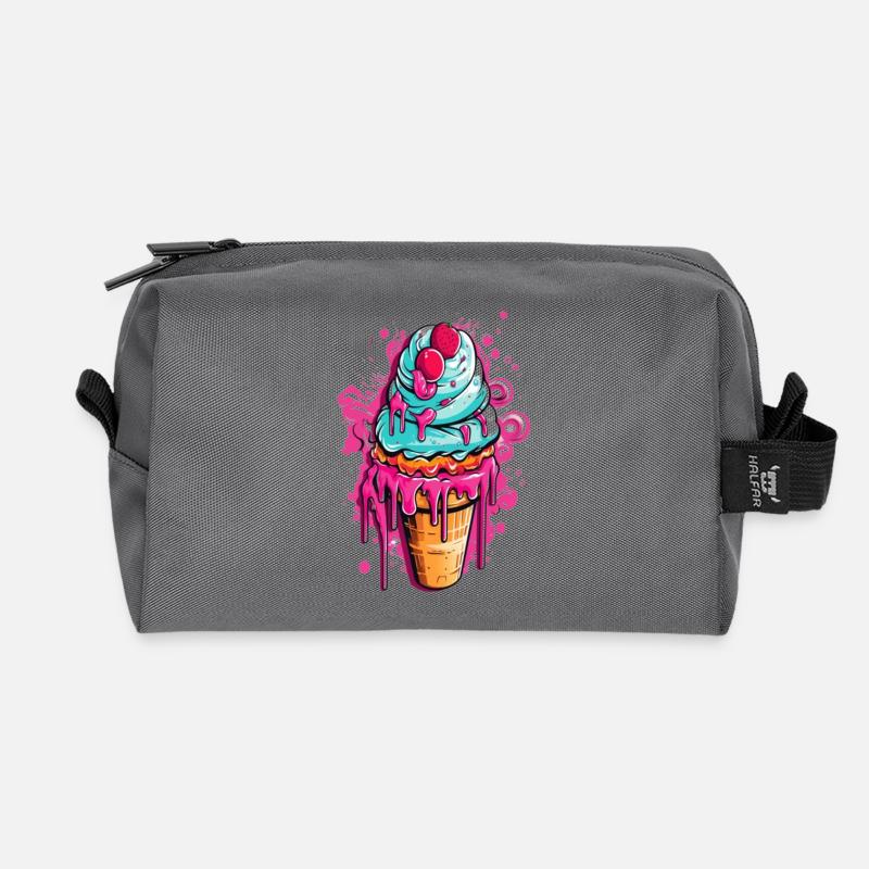 Bunte Eistorte mit Früchten - Recycled Toiletry Zip Bag - anthracite