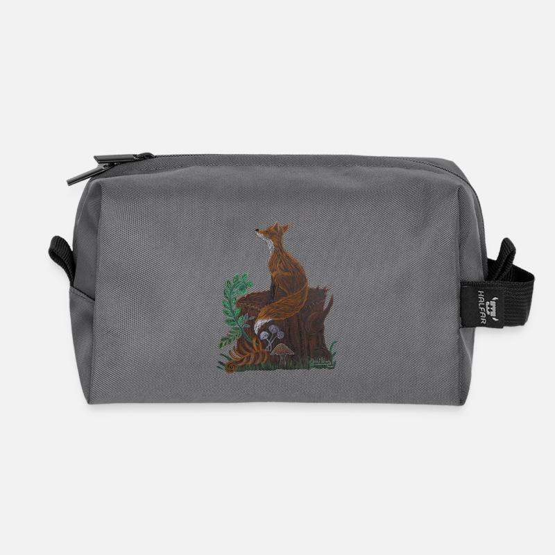meditativer Fuchs - Recycelte Kulturtasche - Anthrazit