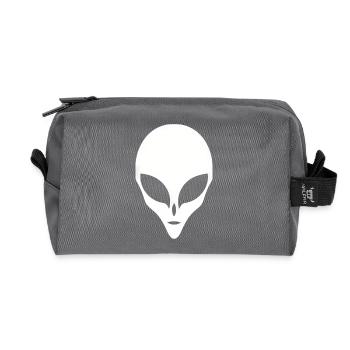 Alien Silhouette Head Face - Recycled Toiletry Zip Bag - anthracite - Front