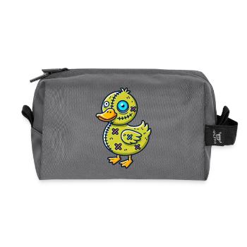 Halloween canard zombie monstre dessin animé - Trousse de toilette en tissu recyclé - anthracite - Devant
