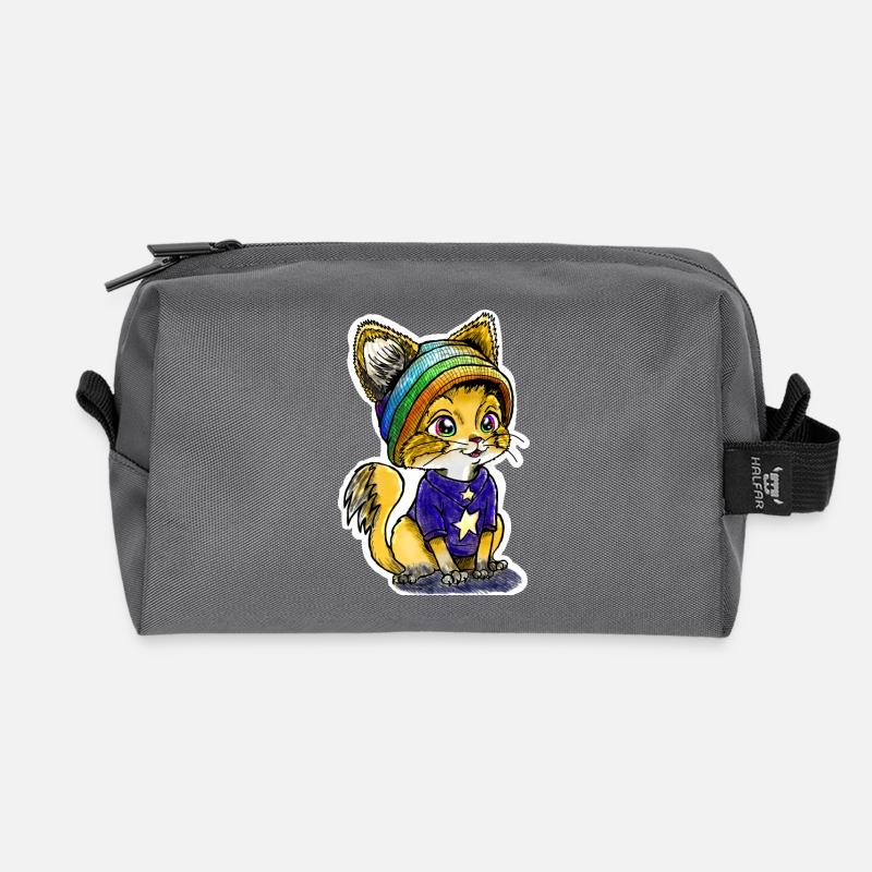 Rainbow Kitten - Recycled Toiletry Zip Bag - anthracite