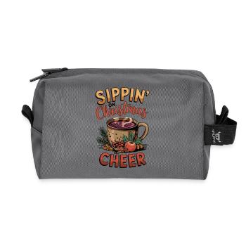 Nippen an Weihnachten Becher Design - Recycelte Kulturtasche - Anthrazit - Vorne
