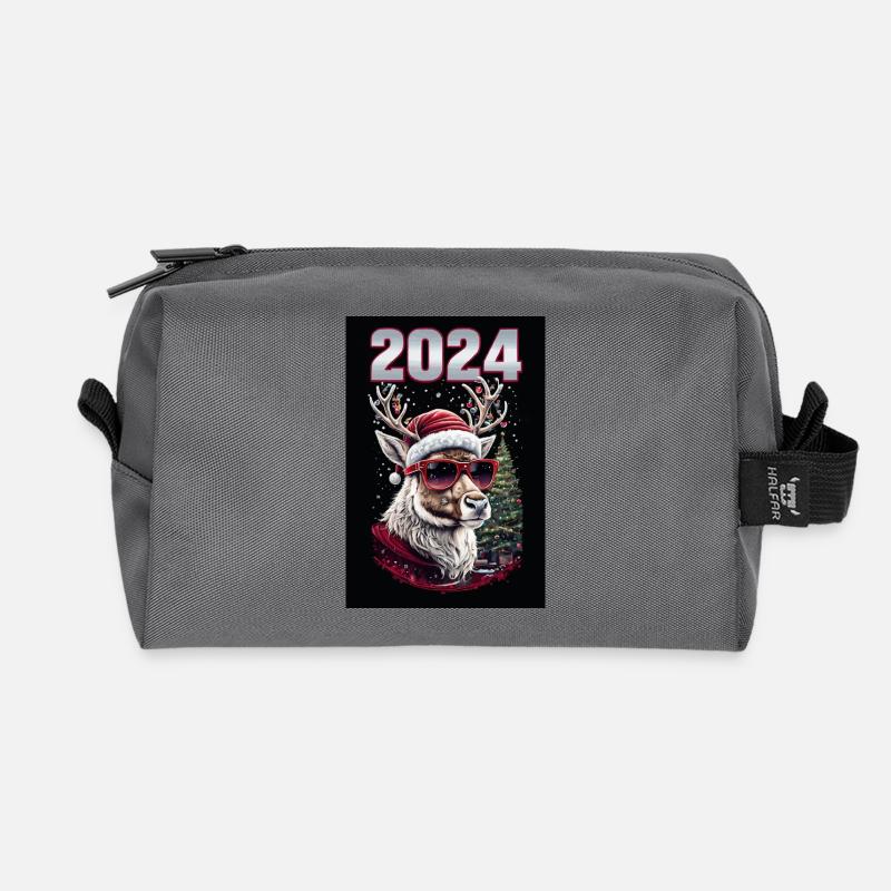 Funny Weihnachten Rentier Weihnachtsbaum - Recycelte Kulturtasche - Anthrazit