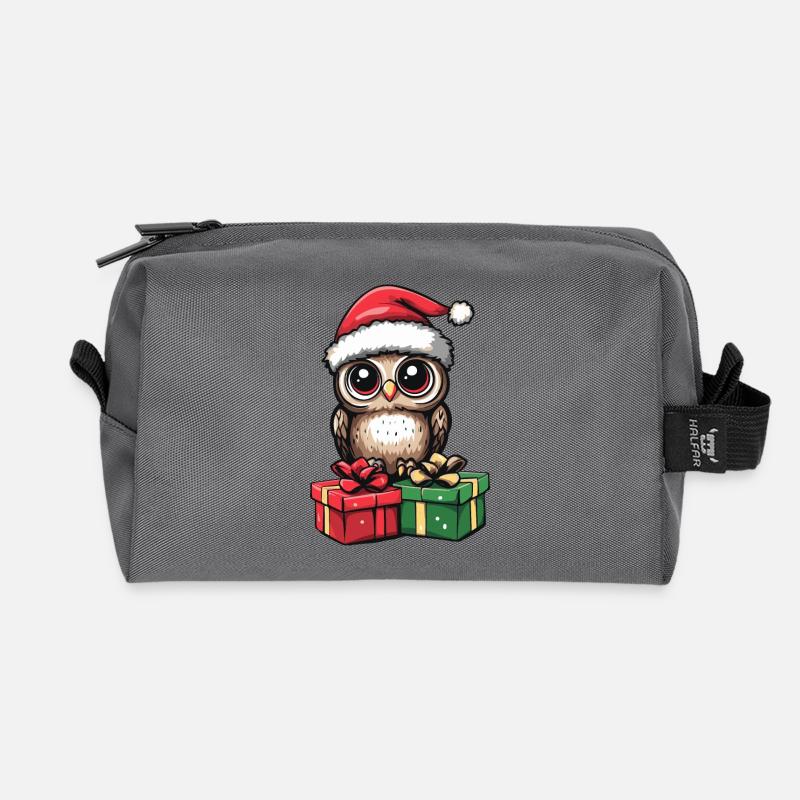 Eule Weihnachten Comic Geschenke - Recycelte Kulturtasche - Anthrazit