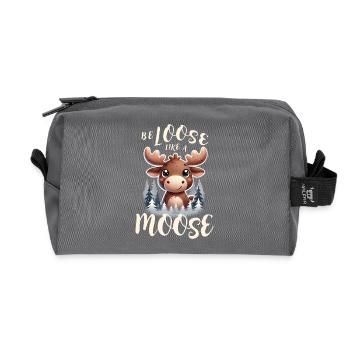 🫎 Be loose like a Moose 🫎 - Recycled Toiletry Zip Bag - anthracite - Front