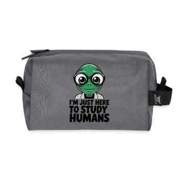 I'm Just Here to Study Humans Alien - Recycled Toiletry Zip Bag - anthracite - Front