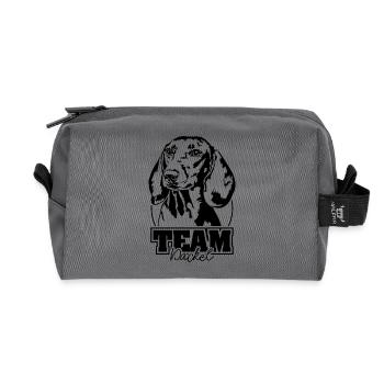 TEAM Dackel Hund Hunde Wilsigns - Recycelte Kulturtasche - Anthrazit - Vorne