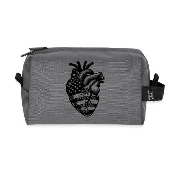 Patriotisches USA Nationalflaggen Herz - Recycelte Kulturtasche - Anthrazit - Vorne