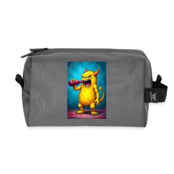 Drinking Monster Yellow No. 9 - Recycled Toiletry Zip Bag - anthracite - Front