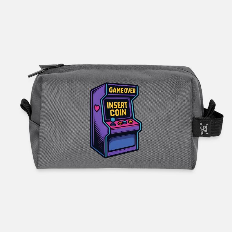 Insert Coin – Retro Arcade Vibes - Recycled Toiletry Zip Bag - anthracite