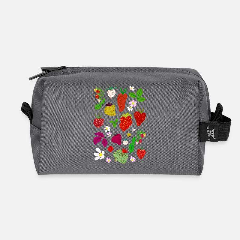 STRAWBERRIES - Recycled Toiletry Zip Bag - anthracite