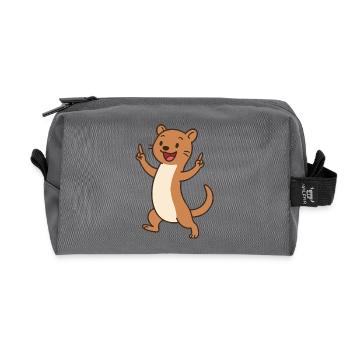 Joyeux bébé belette avec breloque - Trousse de toilette en tissu recyclé - anthracite - Devant