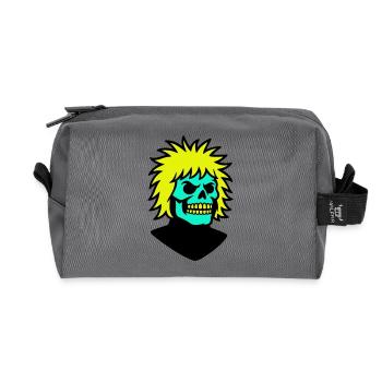 Skullman mit cooler Frisur - Recycelte Kulturtasche - Anthrazit - Vorne