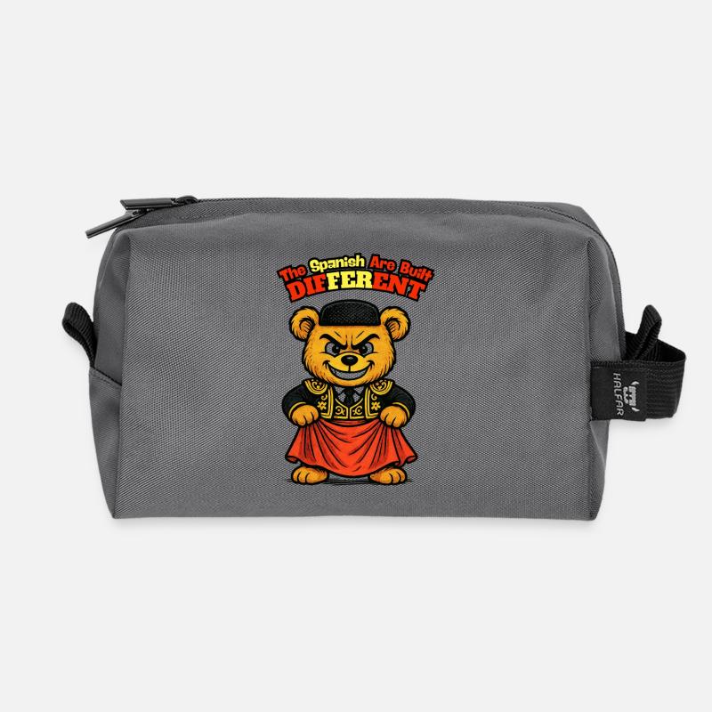 Spanish Teddy Bear - Spanish Humor - Recycled Toiletry Zip Bag - anthracite