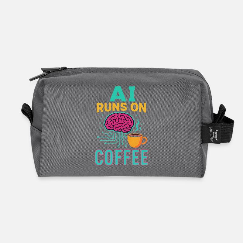 AI runs on coffee - Recycled Toiletry Zip Bag - anthracite