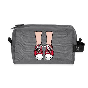 Red Sneaker Feet Illustration - Recycled Toiletry Zip Bag - anthracite - Front