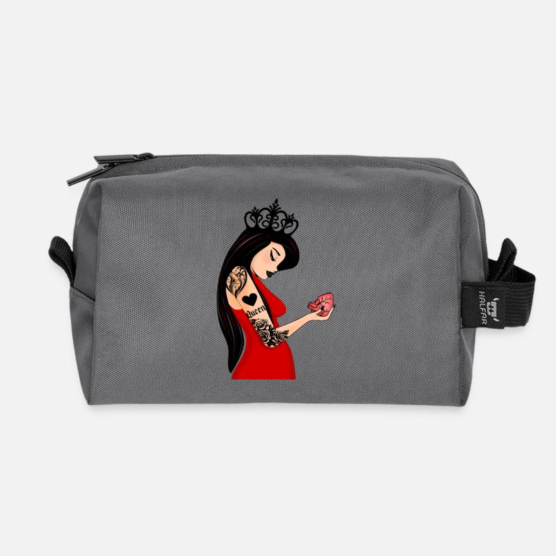Punk Herz Dame - Recycelte Kulturtasche - Anthrazit