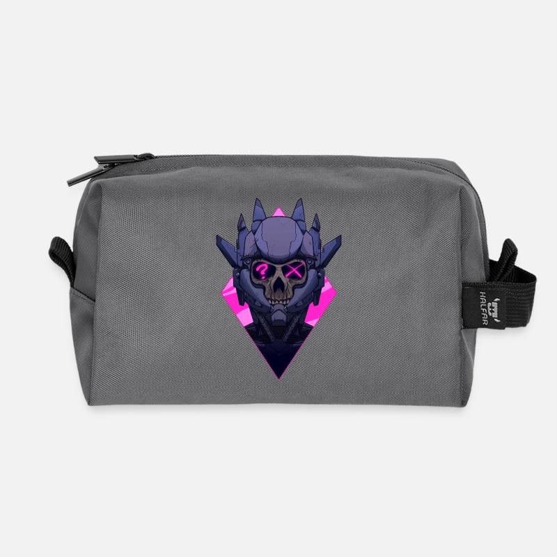Grausame Neon Totenkopf Maske - Recycelte Kulturtasche - Anthrazit