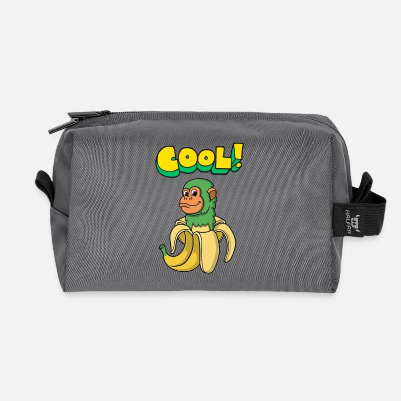 Affe in Banane in Farben - Recycelte Kulturtasche - Anthrazit