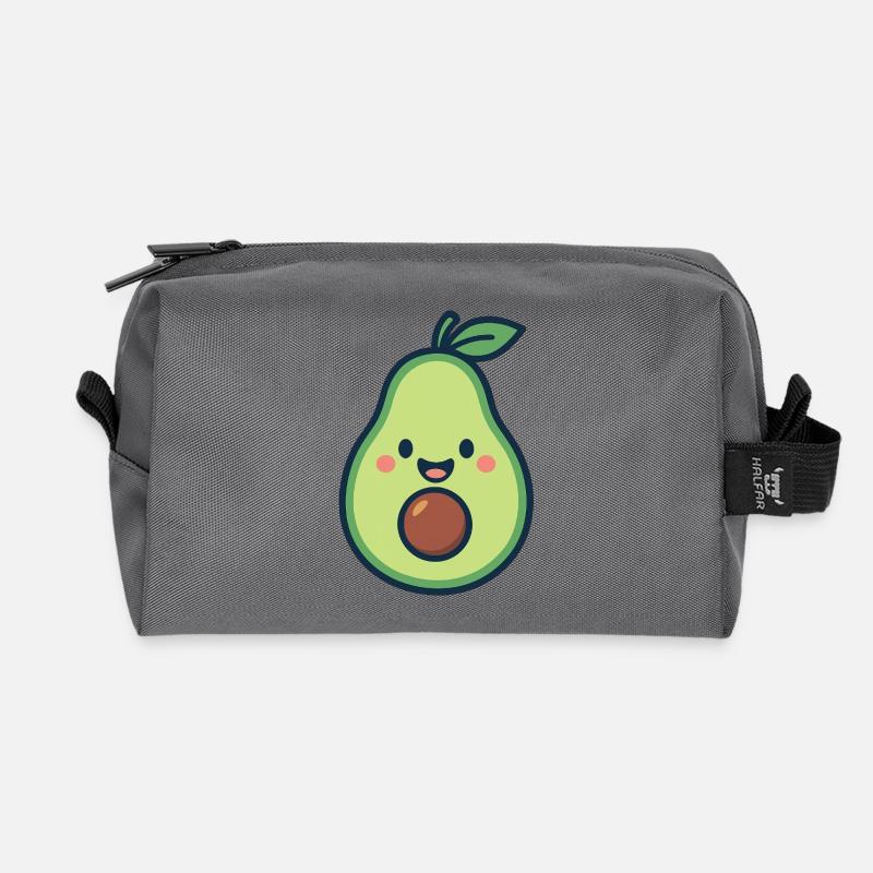 Happy Avocado - Recycled Toiletry Zip Bag - anthracite